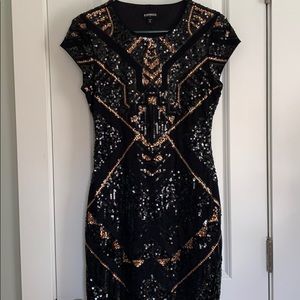 Express Aztec Patterned Sequin Dress